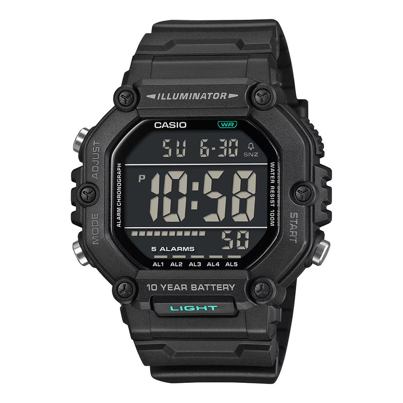 Casio Illuminator Men's Black Extra Long Strap Digital Watch