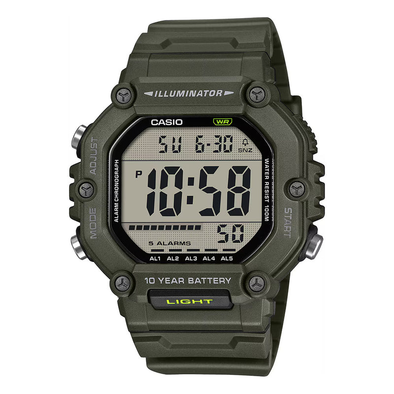 Casio Illuminator Men's Green Extra Long Strap Digital Watch