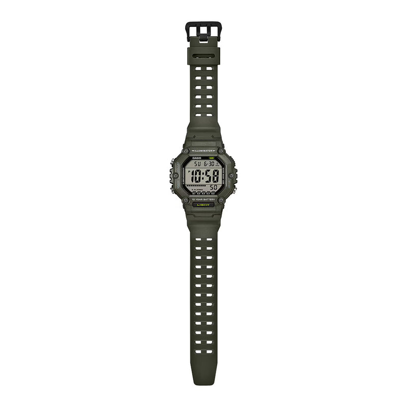 Casio Illuminator Men's Green Extra Long Strap Digital Watch