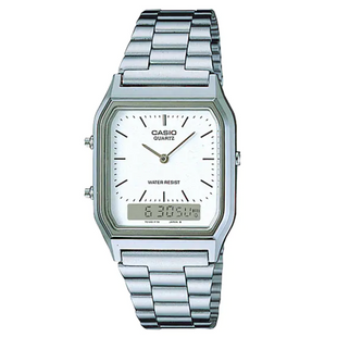 Casio Watch Vintage Retro Dual Time Steel