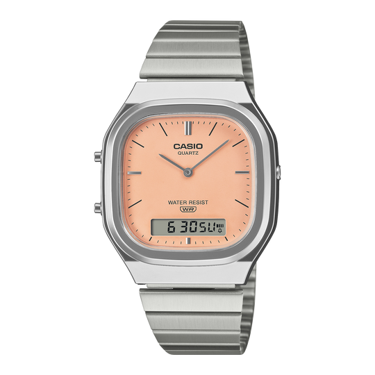 Casio Vintage Dual Time Unisex Peach Watch
