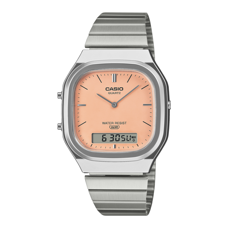Casio Vintage Dual Time Unisex Peach Watch