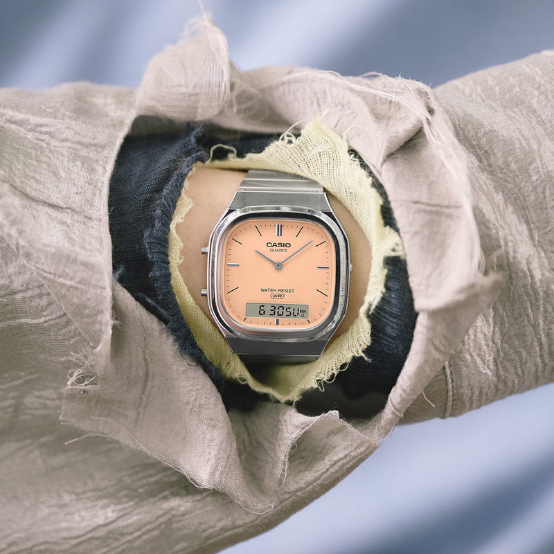 Casio Vintage Dual Time Unisex Peach Watch