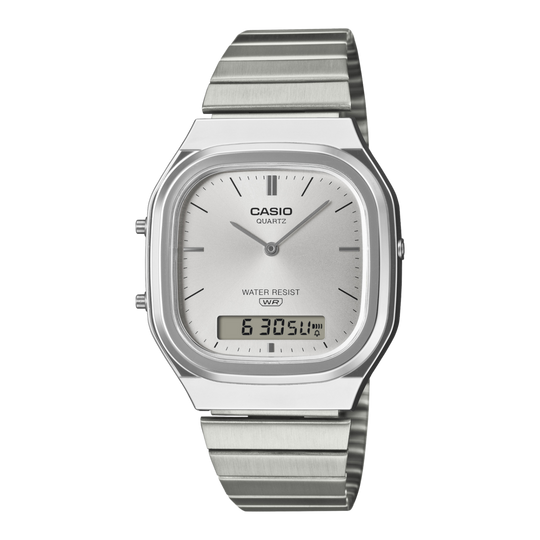 Casio Vintage Analog Digital Unisex Silver Watch AQ-240E-7ADF