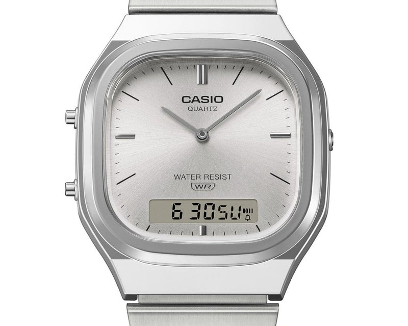 Casio Vintage Analog Digital Unisex Silver Watch AQ-240E-7ADF
