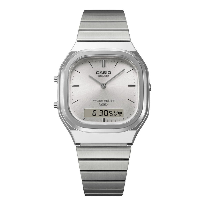 Casio Vintage Analog Digital Unisex Silver Watch AQ-240E-7ADF
