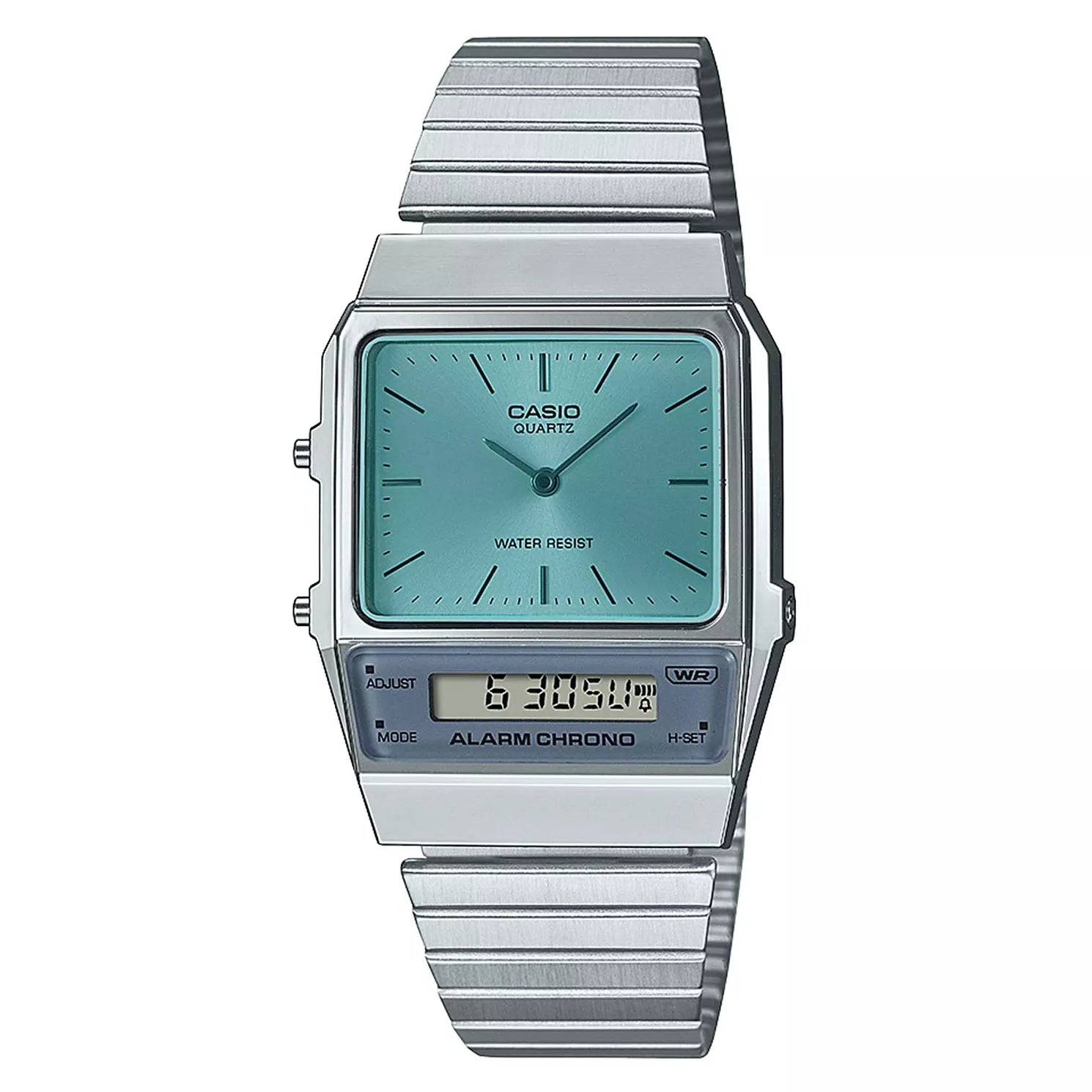 Casio Watch Vintage Blue Dual Time Steel Flat Link Casio Watch Vintage Blue Dual Time Steel Flat Link