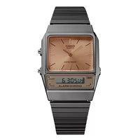 Casio Watch Vintage IP Grey Dual Time Steel Flat Link AQ-800ECGG-4ADF