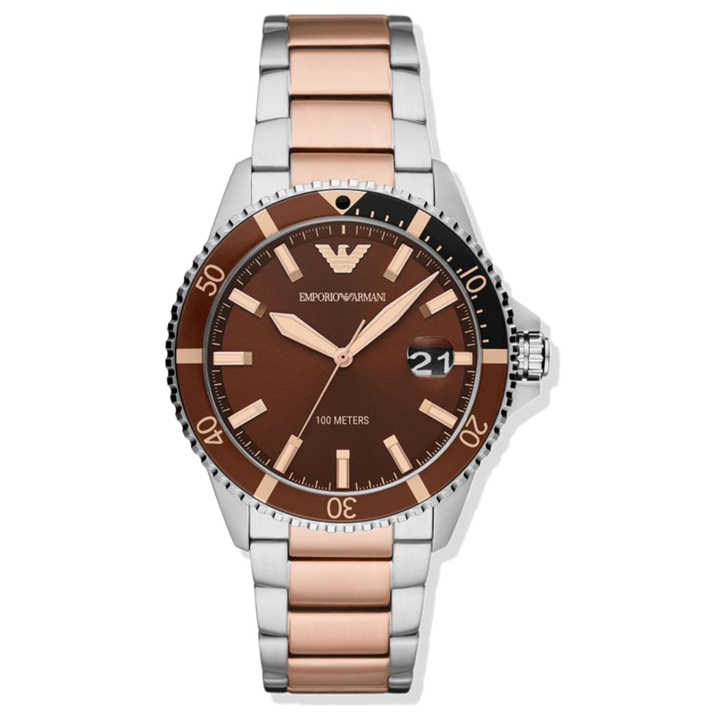 Emporio Armani AR11340 Men's Diver Two Tone Rose Gold Watch