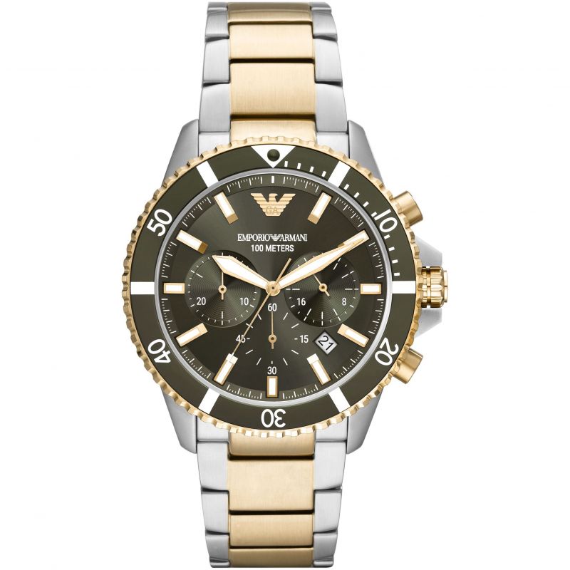 Emporio Armani Men's Watch Diver Chronograph 43mm Green