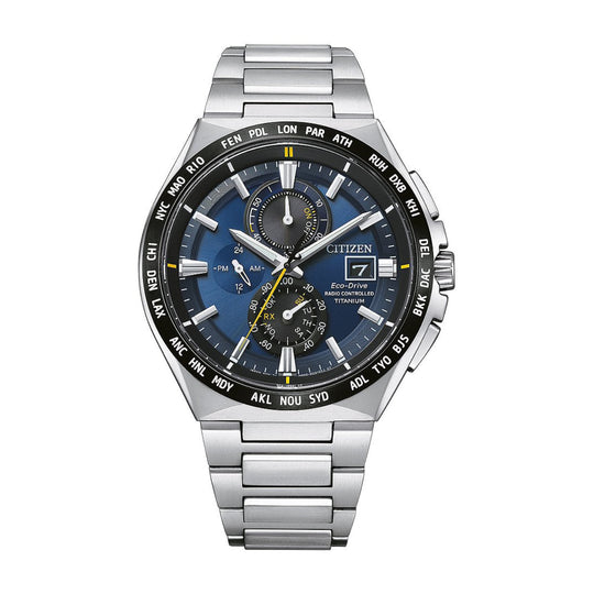 Citizen Men's Watch Chronograph Radio Controlled Eco-Drive Titanium Blue AT8234-85L