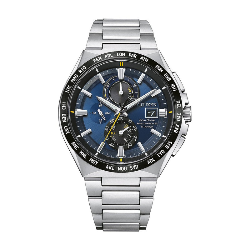 Citizen Men's Watch Chronograph Radio Controlled Eco-Drive Titanium Blue AT8234-85L