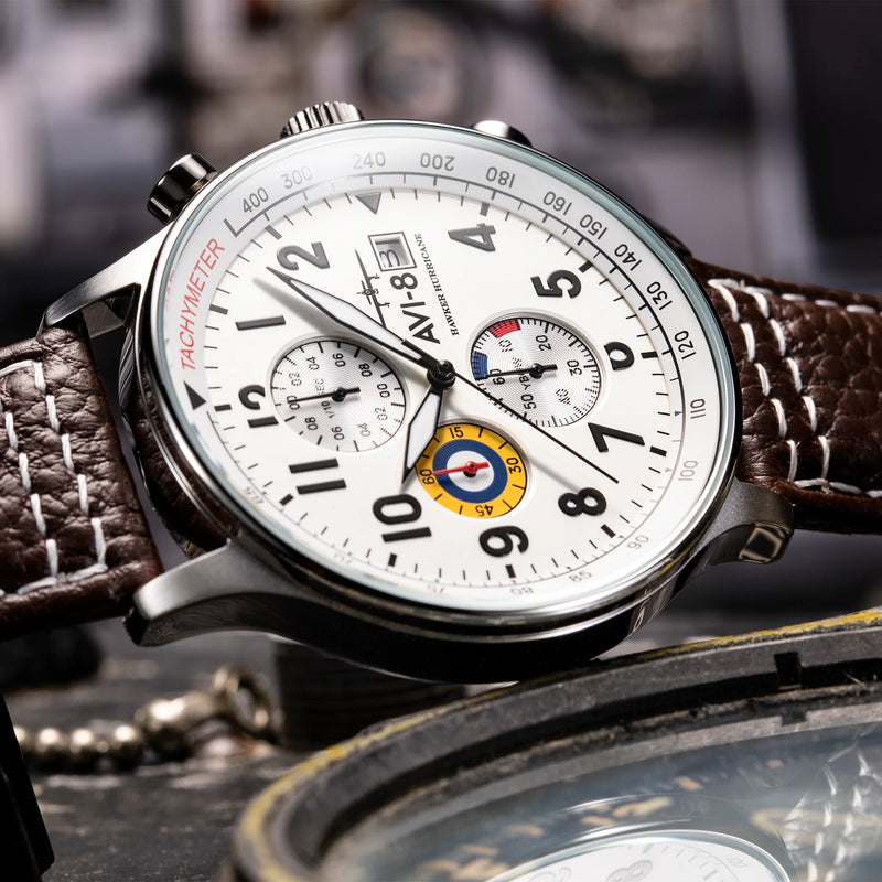 AVI-8 Classic White Hawker Hurricane Chronograph Watch AV-4011-01