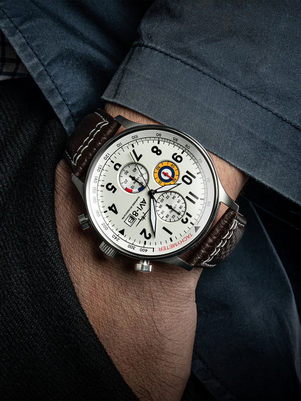 AVI-8 Classic White Hawker Hurricane Chronograph Watch AV-4011-01