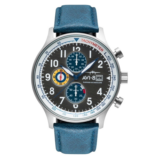 AVI-8 Hawker Hurricane Men's Grey Blue Chronograph Watch AV-4011-0F
