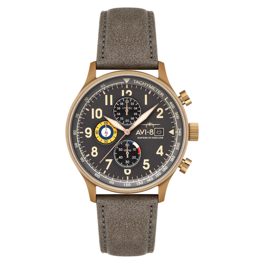 AVI-8 Hawker Hurricane Men's Gold Grey Chronograph Watch AV-4011-0P