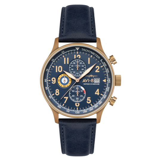 AVI-8 Hawker Hurricane Men's Blue Gold Chronograph Watch AV-4011-0Q