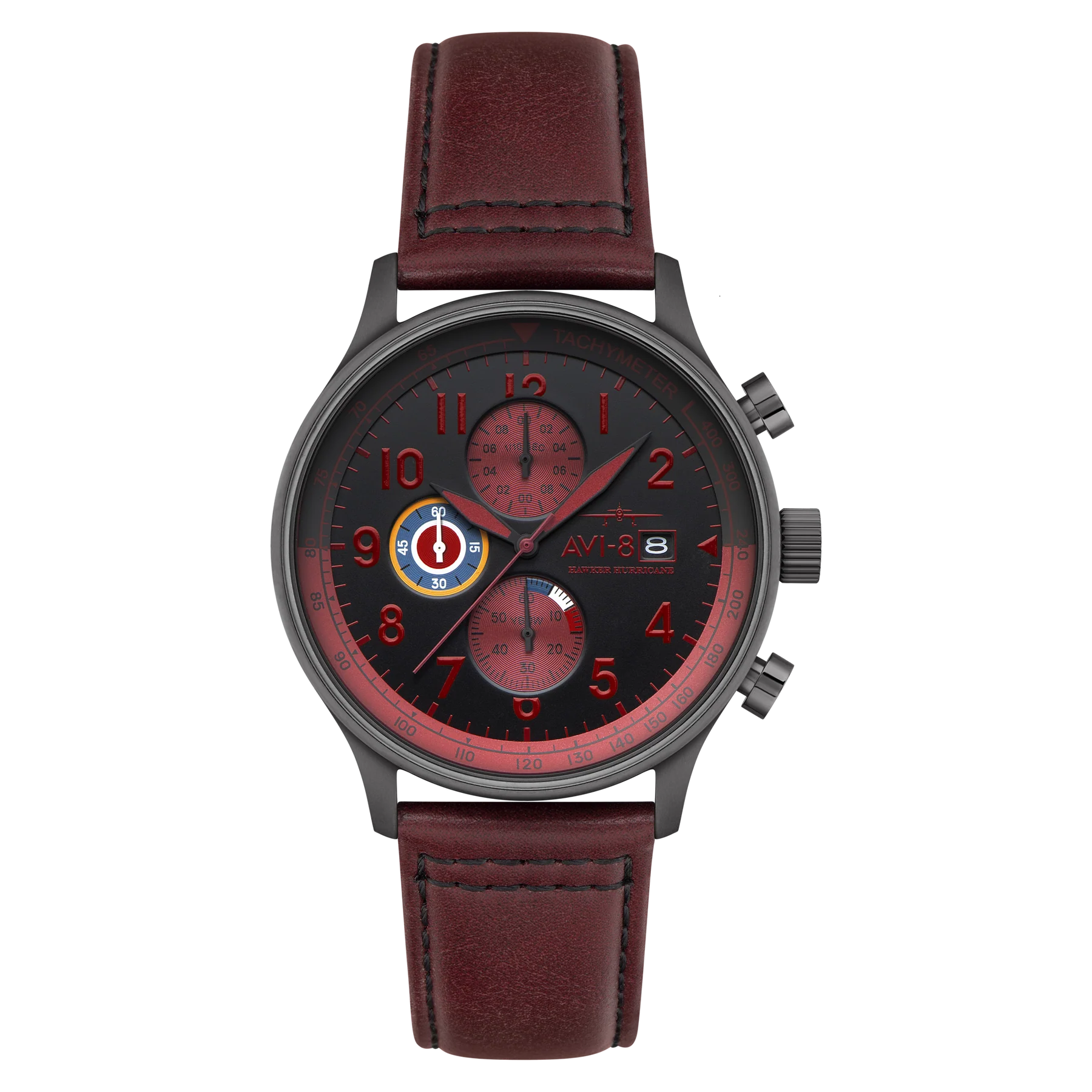AVI-8 Hawker Hurricane Men's Black Red Chronograph Watch, view 1
