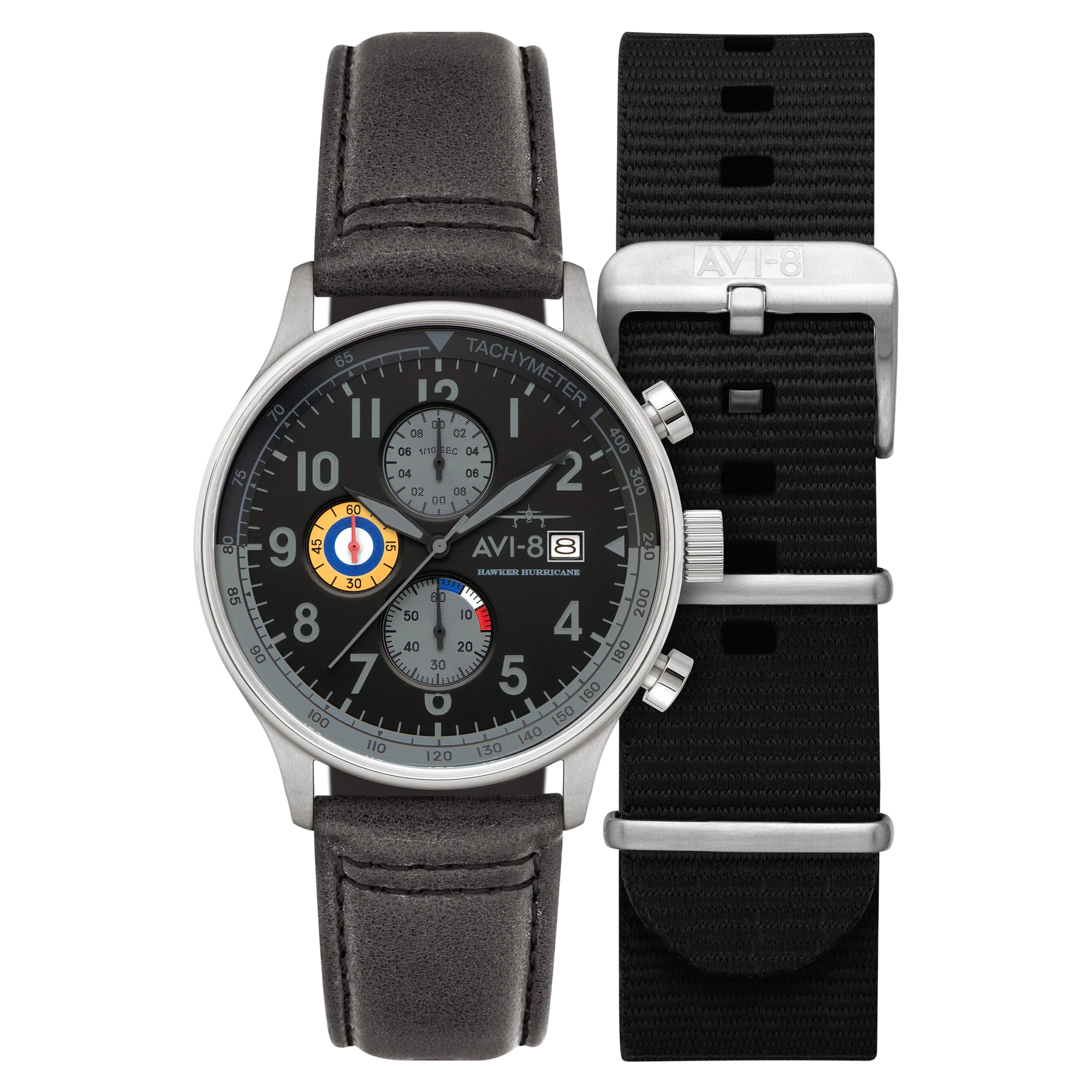 AVI-8 Hawker Hurricane Classic Chronograph Grey Black Watch, view 1
