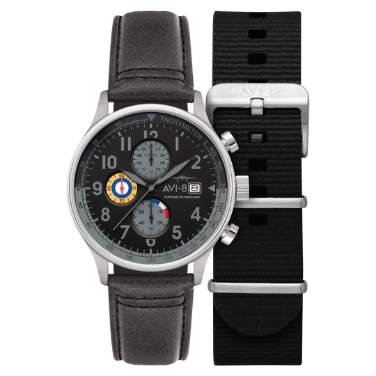AVI-8 Hawker Hurricane Classic Chronograph Grey Black Watch AV-4011-0U