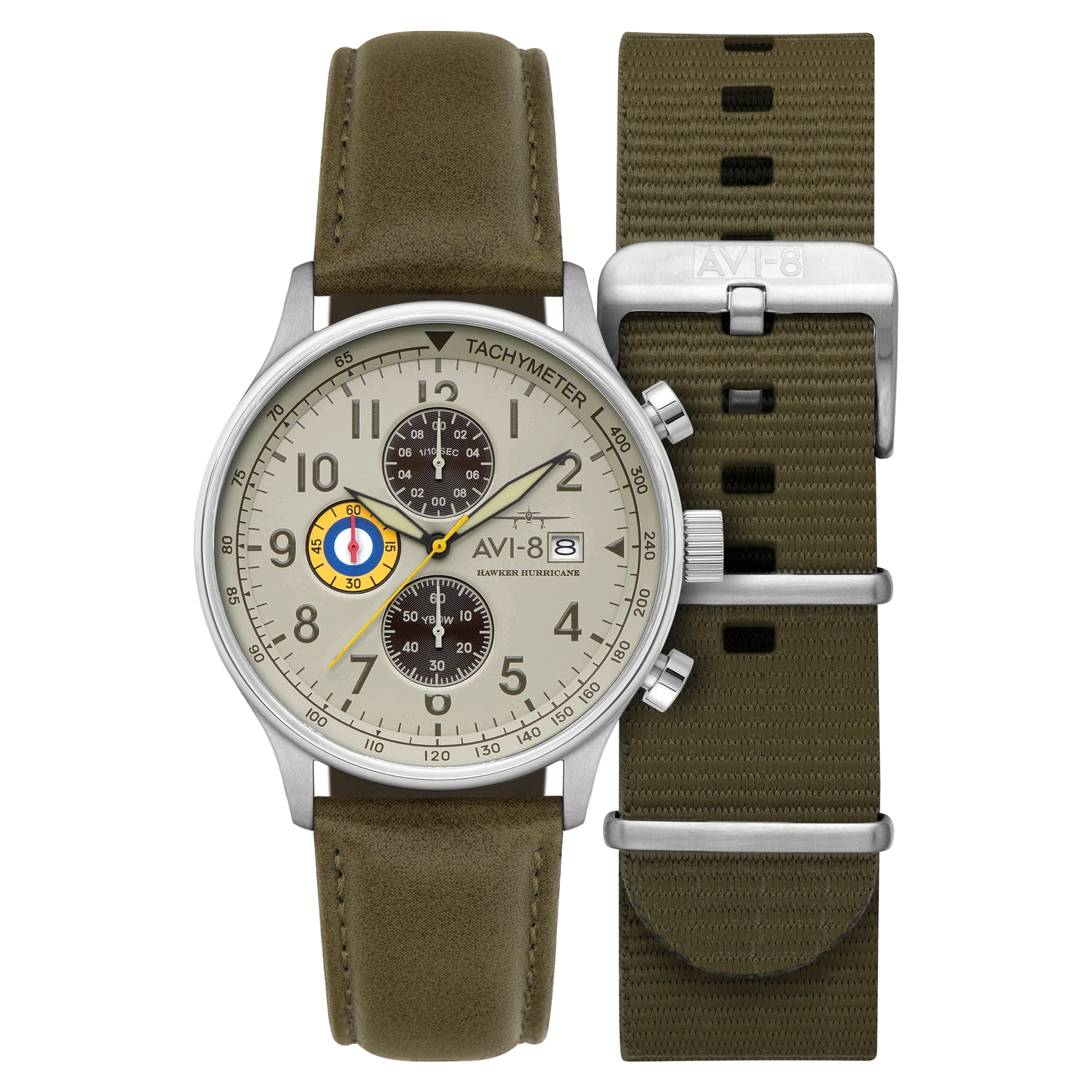 AVI-8 Hawker Hurricane Classic Chronograph Khaki Green Watch, view 1