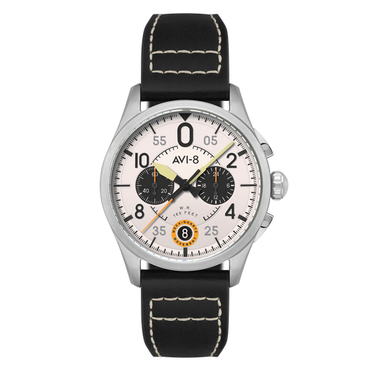 AVI-8 Spitfire Lock IWM Men's White Black Chronograph Watch AV-4089-0B