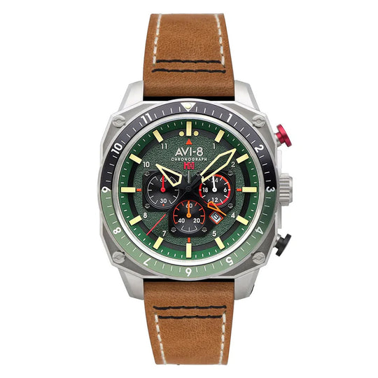 AVI-8 Hawker Hunter Atlas Green Brown Men's Chronograph Watch AV-4100-01