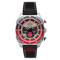 AVI-8 Hawker Hunter Atlas Men's Black Red Chronograph Watch AV-4100-03