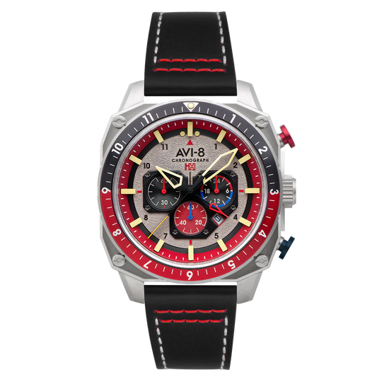 AVI-8 Hawker Hunter Atlas Men's Black Red Chronograph Watch AV-4100-03