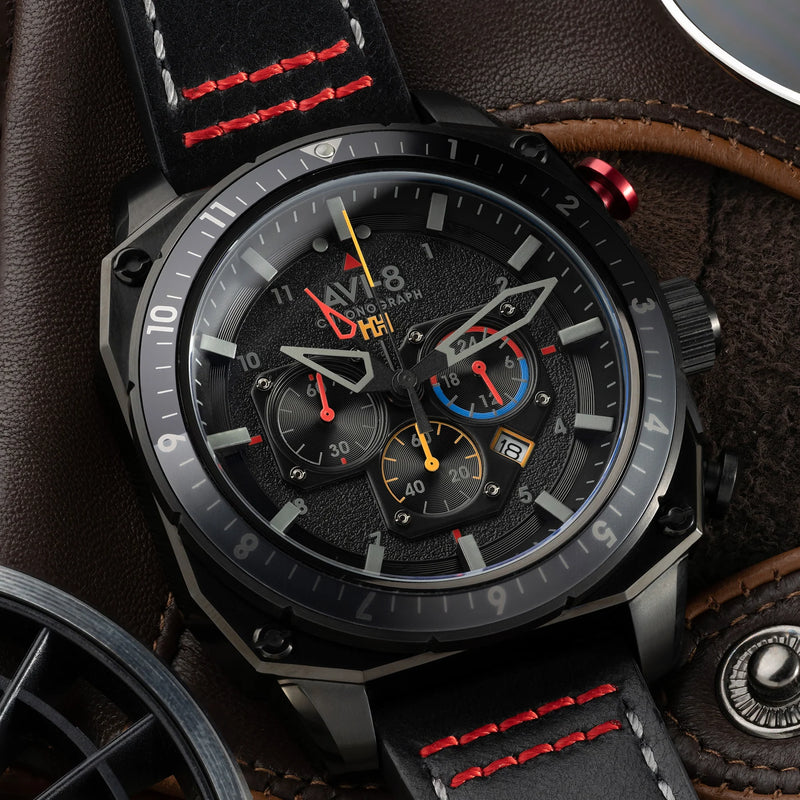 AVI-8 Hawker Hunter Atlas Men's Black Dual Time Watch AV-4100-04
