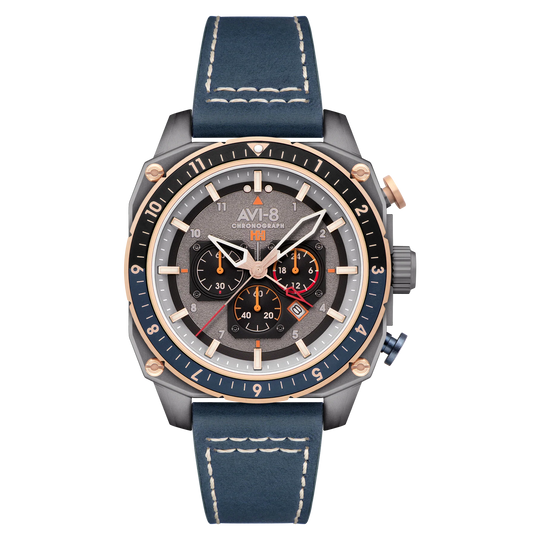 AVI-8 Hawker Hunter Atlas Men's Grey Blue Chronograph Watch AV-4100-07