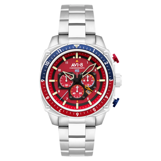 AVI-8 Hawker Hunter Atlas Men's Red Dual Time Watch AV-4100-22
