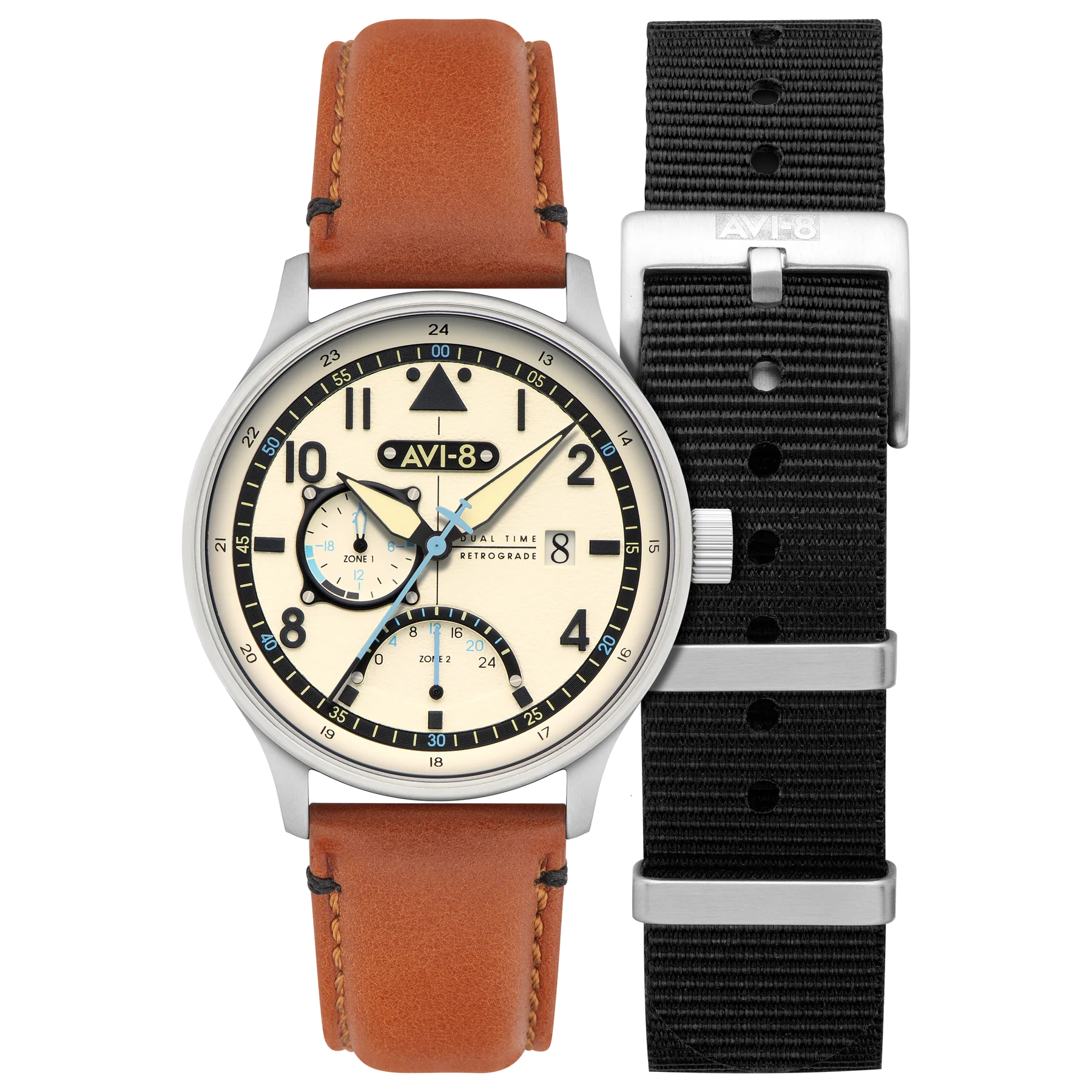 AVI-8 Hawker Hurricane McKellar Men's Brown Beige Dual Time Watch, view 1