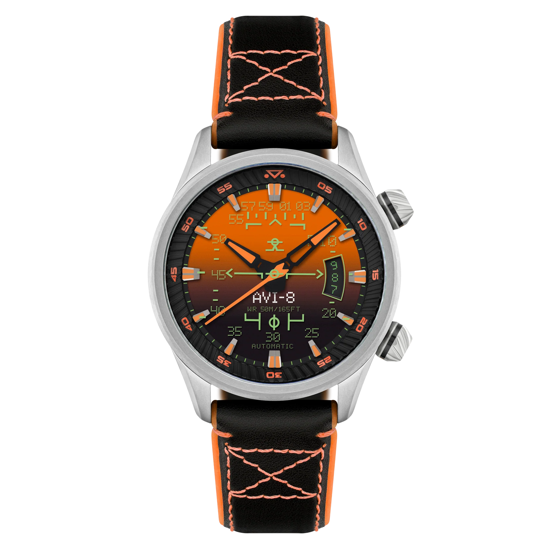 AVI-8 Hawker Harrier HUD Men's Orange Black Automatic Watch, view 1