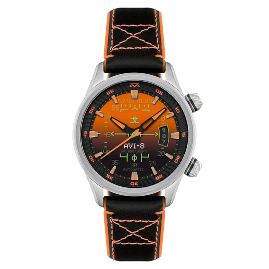 AVI-8 Hawker Harrier HUD Men's Orange Black Automatic Watch AV-4117-03