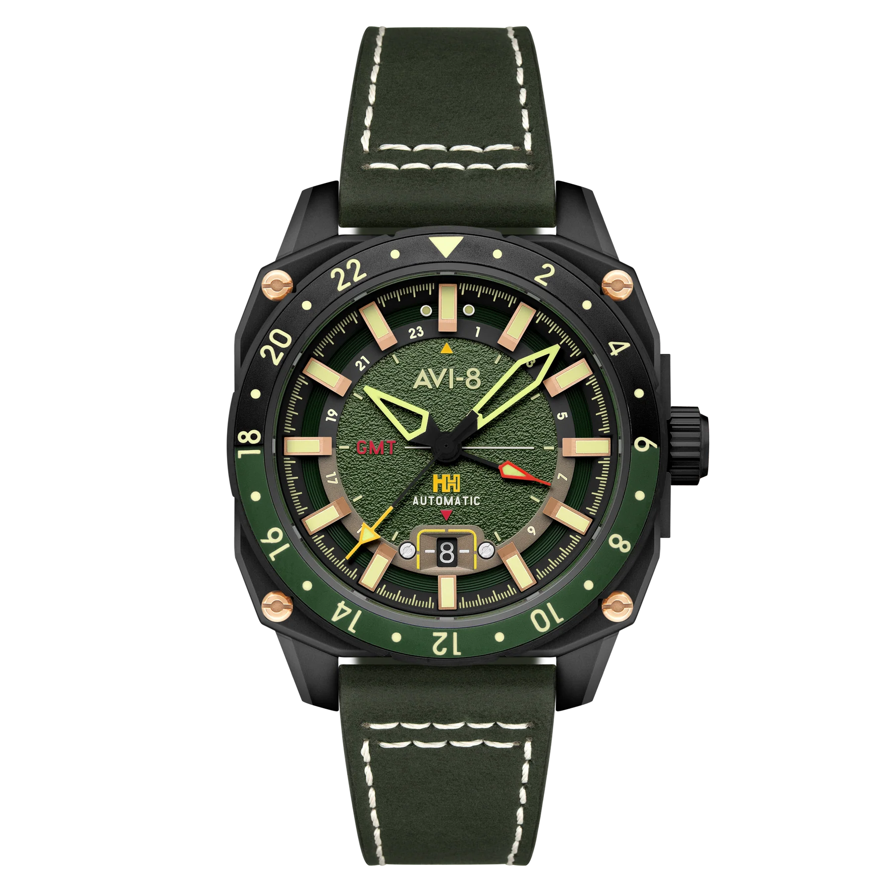 AVI-8 Hawker Hunter Atlas GMT Automatic Green Watch, view 1