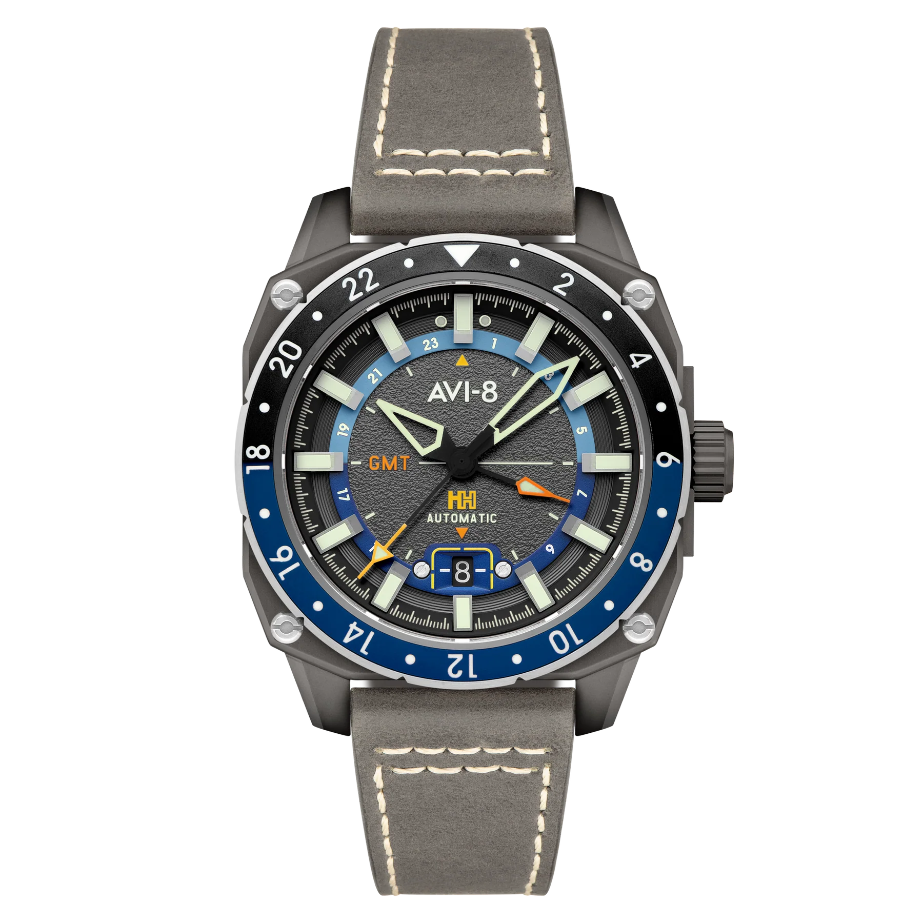 AVI-8 Atlas GMT Automatic Grey Watch with Dual Time Function