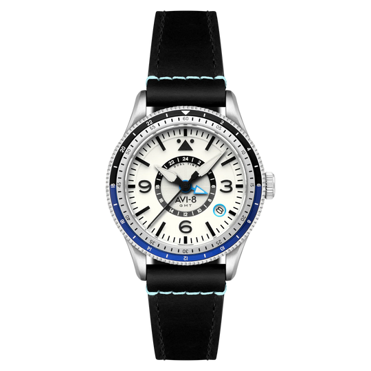 AVI-8 Flyboy Airmaster GMT Men's Silver White Automatic Watch AV-4128-02