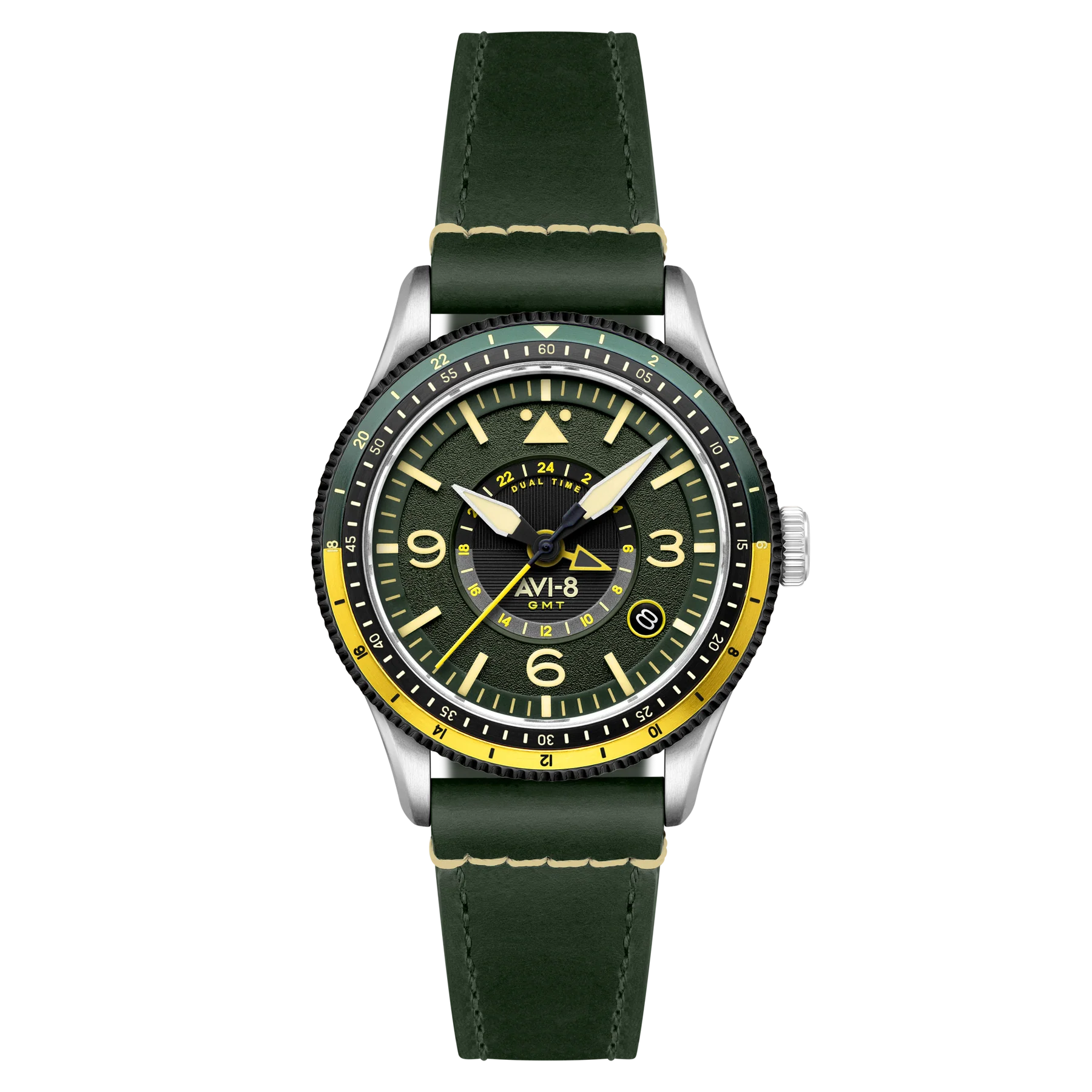 AVI-8 Flyboy Airmaster GMT Men's Green Automatic Watch, view 1