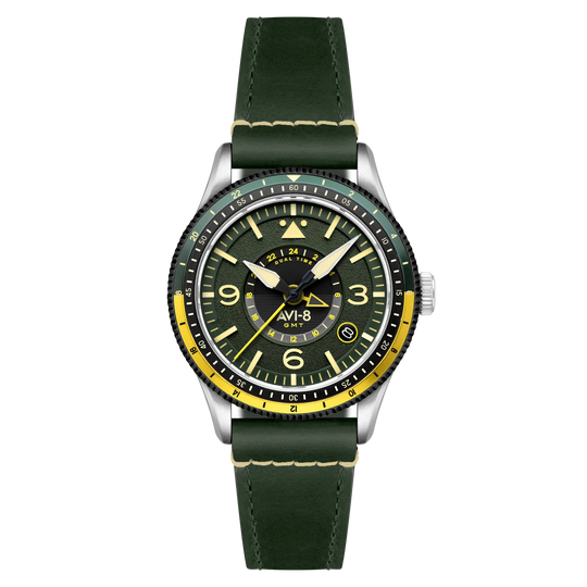 AVI-8 Flyboy Airmaster GMT Men's Green Automatic Watch AV-4128-03