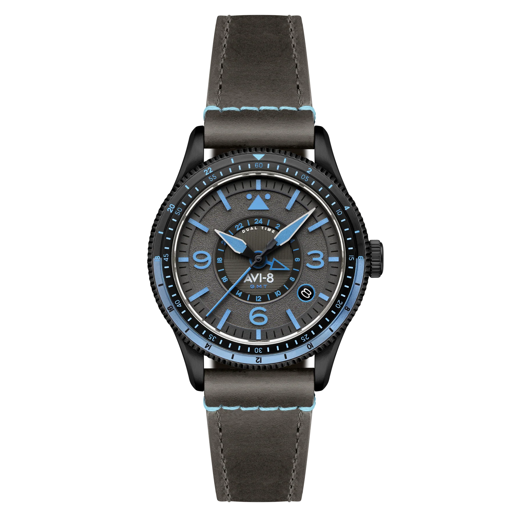AVI-8 Flyboy Airmaster GMT Men's Grey Blue Automatic Watch, view 1