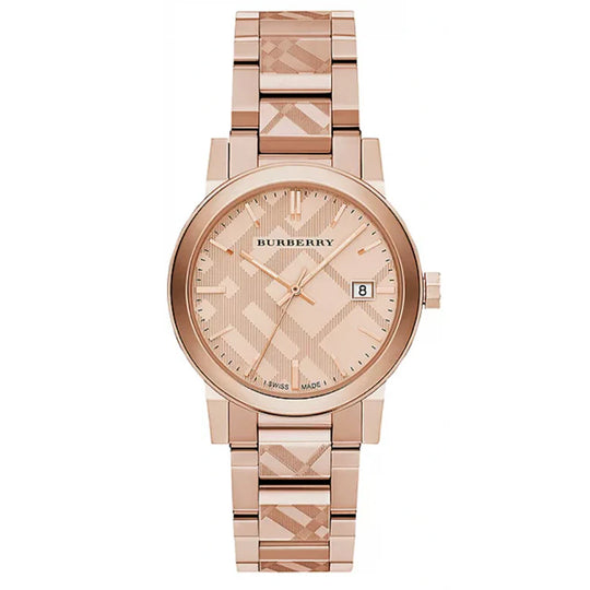 Burberry BU9039 The City Engraved Check Rose Gold 38mm Watch