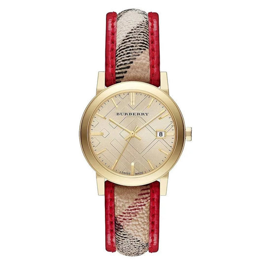 Burberry Haymarket Check Ladies' 34mm Red Gold Watch BU9139