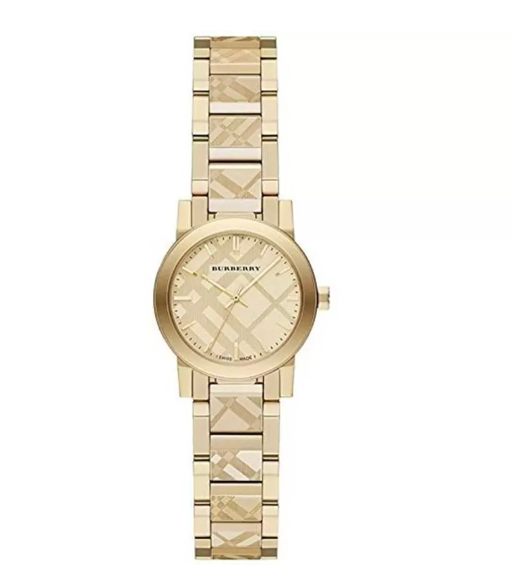 Burberry BU9234 Ladies The City Engraved Check Gold Watch from