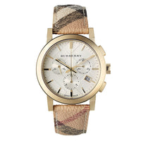 Burberry BU9752 Unisex Haymarket Chronograph Gold Watch