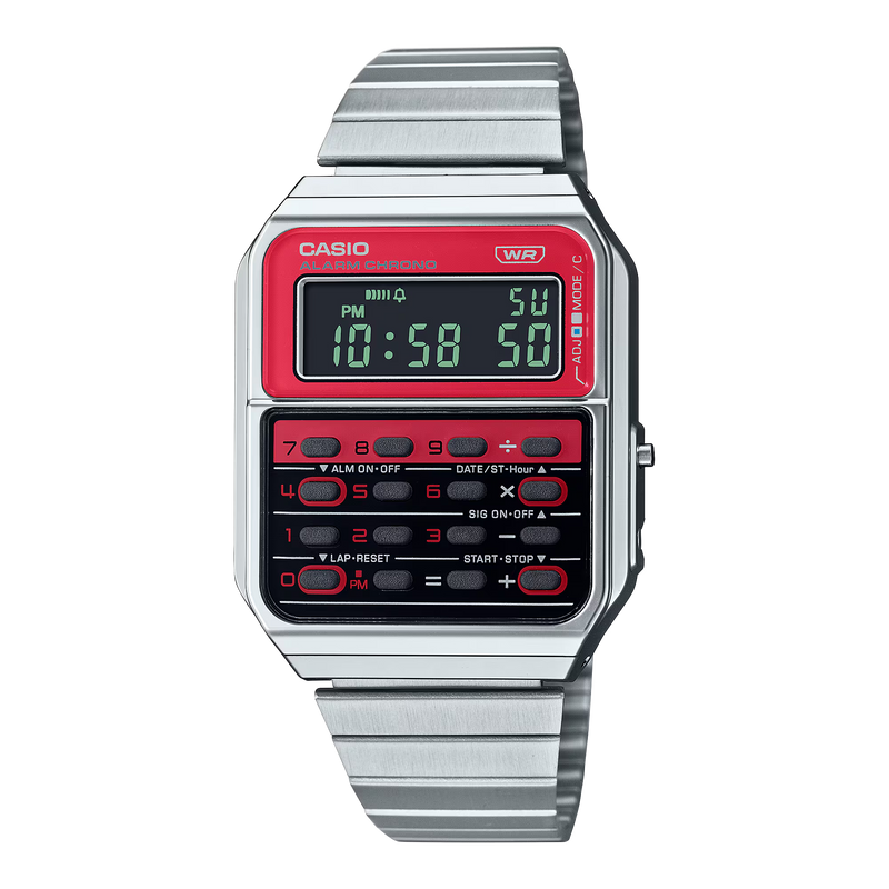 Casio Vintage Digital Calculator Unisex Red Watch