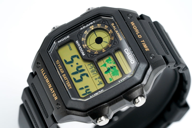 Casio Watch Digital World Time Illuminator Black AE 1200WH 1BVDF