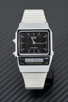 Casio Watch Vintage Dual Time Black Steel Flat Link AQ-800E-1ADF