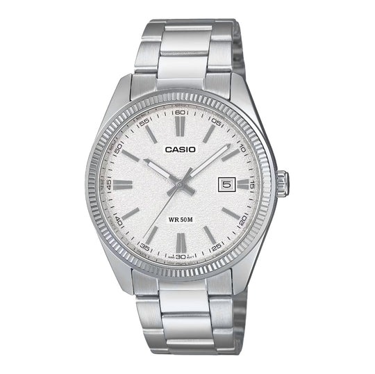 Casio Standard Date Unisex Matte White Watch MTP-1302DA-7AV
