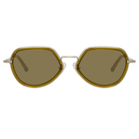 Dries Van Noten Men's Angular Khaki Sunglasses DVN186C6SUN